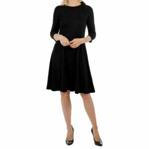 New Mr. Max Black Bamboo Knee Length Fit and Flare Dress- Size Small (bin 2G)